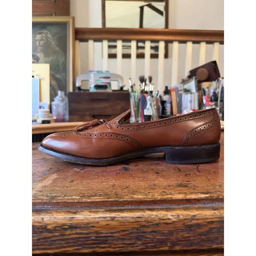 Vintage Allen Edmonds Auburn Tassel Loafers Men's 9.5 AA Brown Leather USA Made